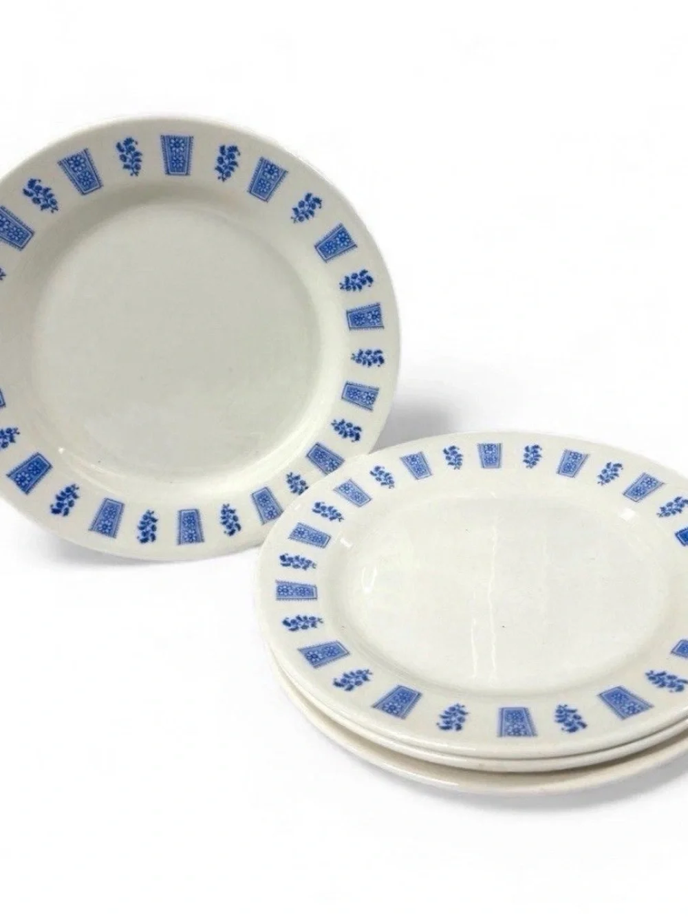 Vintage Oxford Brazil 3850-2 Blue Floral Dinnerware Set 12 Pc Stoneware